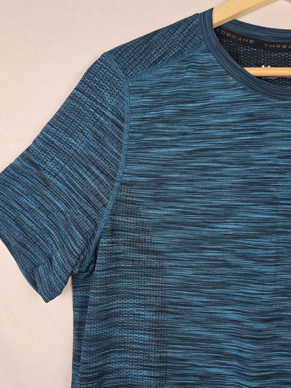 Under Armour Womens Shortsleeve Heatgear Teal Black Workout Shirt Size Medium - Picture 5 of 14